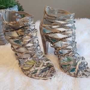 Dolce Vita snakeskin 4.5" heel Caged Sandal
